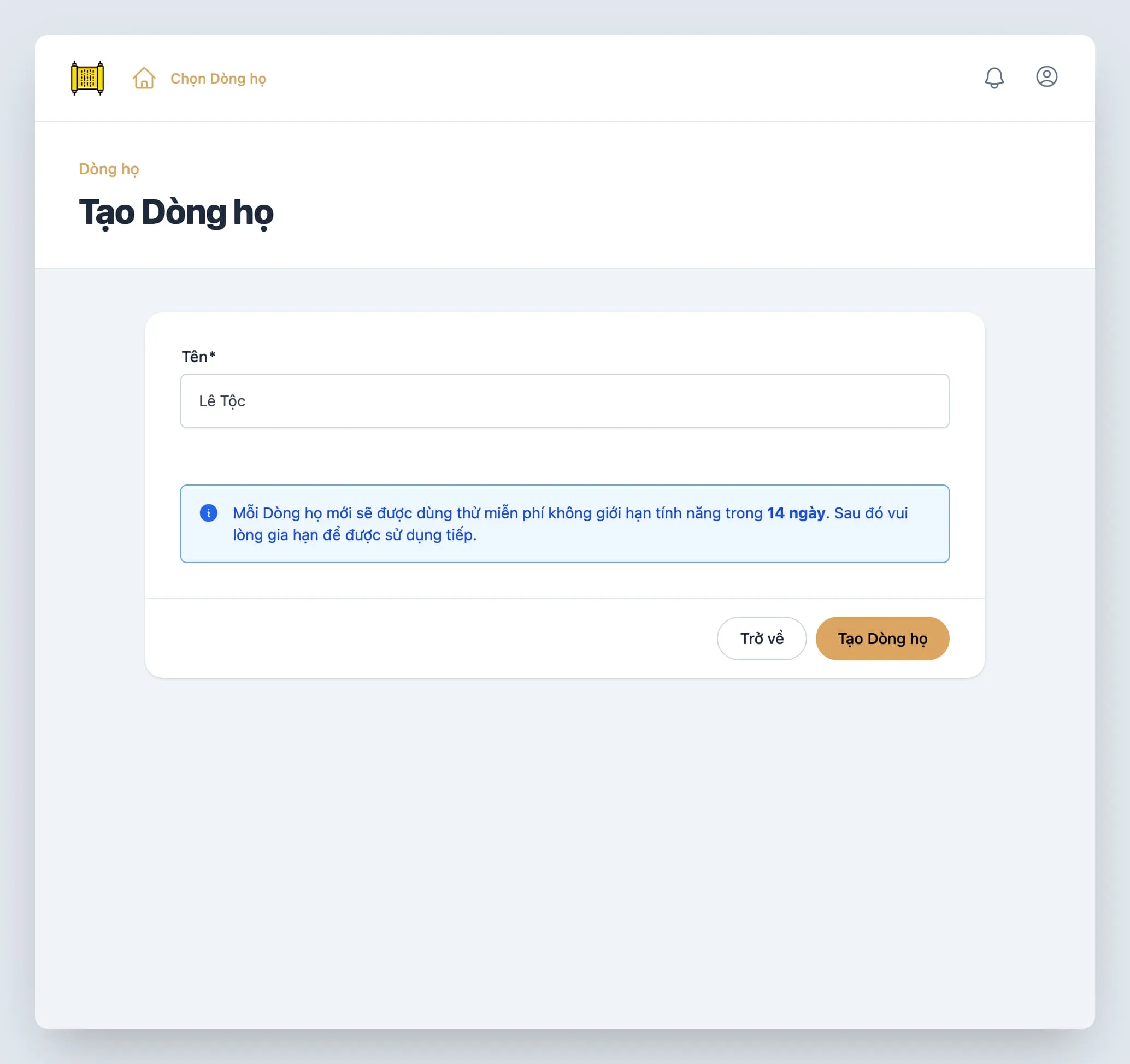 Hướng dẫn tạo dòng họ, gia phả